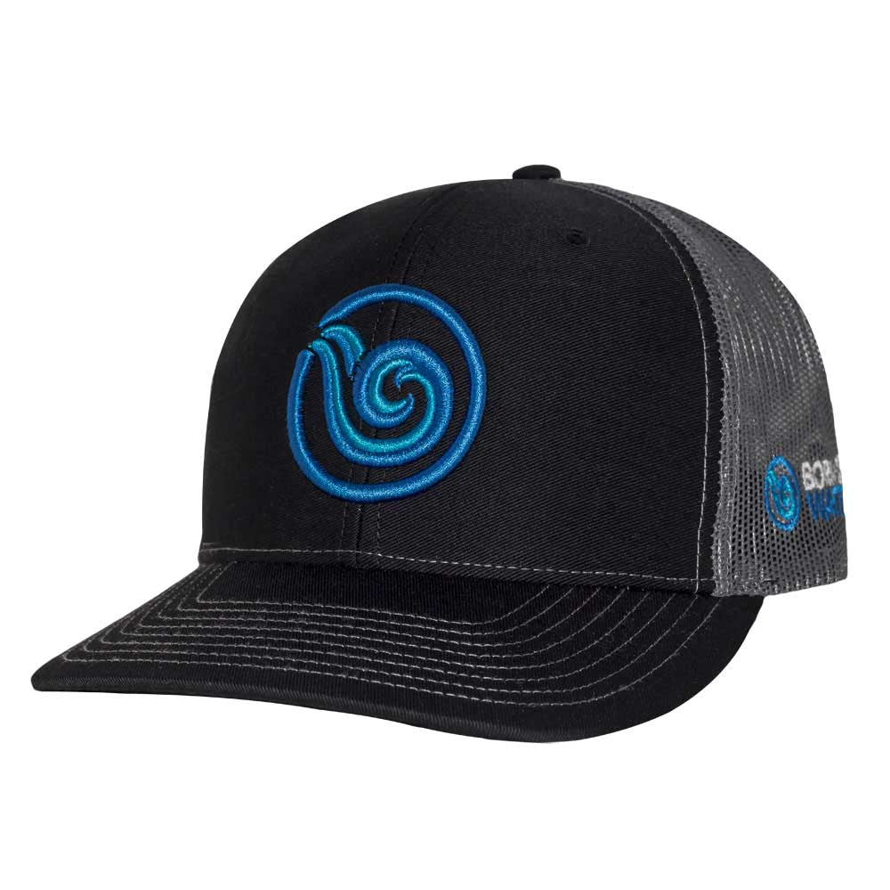 Signature Puff Logo Hat: Black/Charcoal/Cyan
