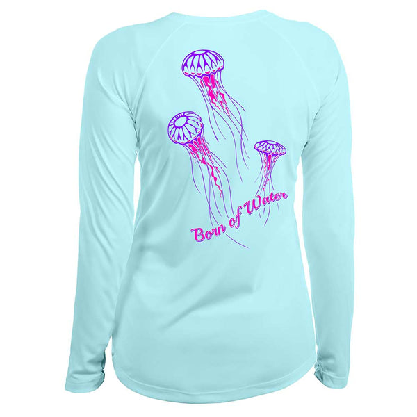 Jellyfish: Womens UV UPF 50+ Performance Shirt: Lt. Blue - Back