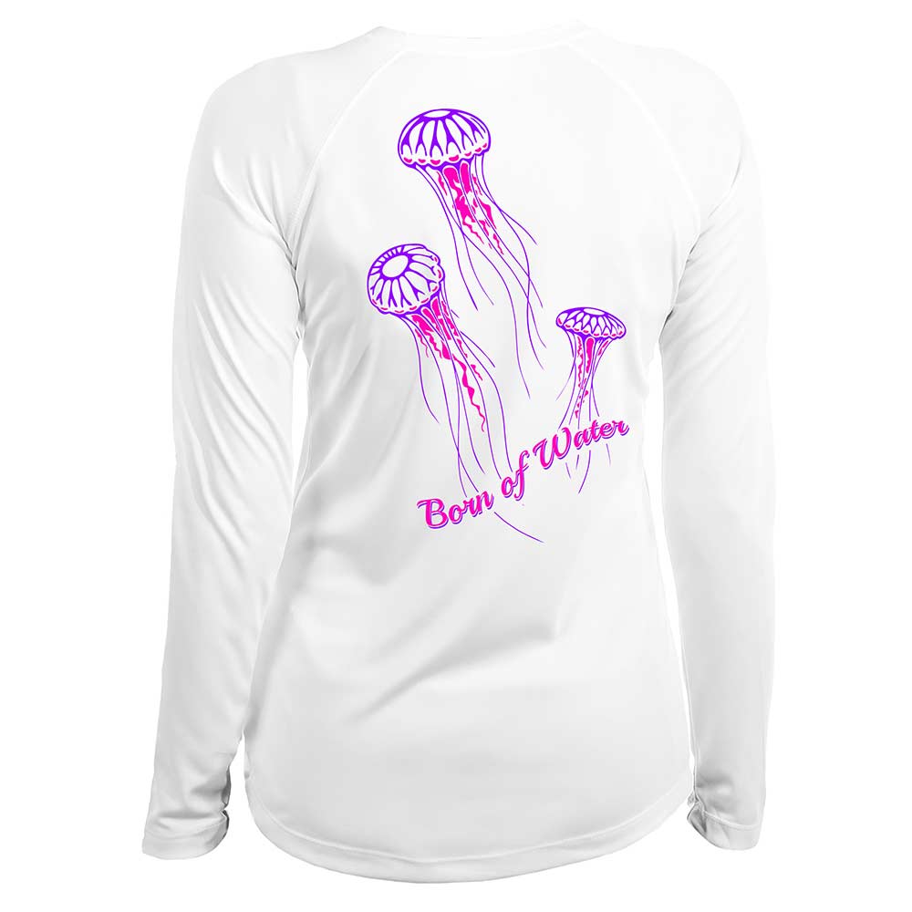 Jellyfish: Womens UV UPF 50+ Performance Shirt: White - Back