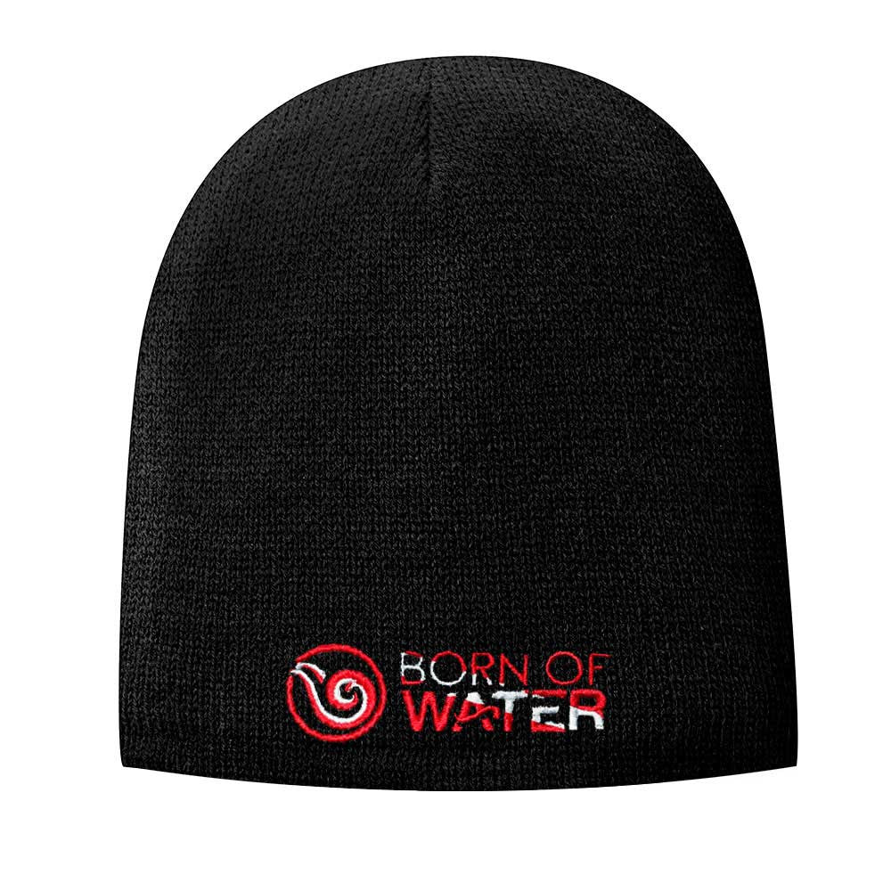 Fleece Lined Beanie with Signature Logo: Red/Black