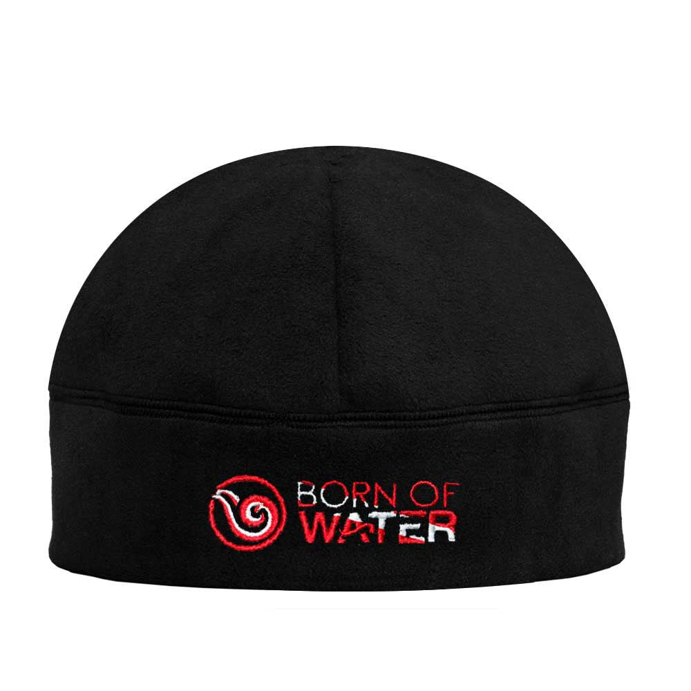 Fleece Skull Hat Beanie with Signature Logo: Red/Black