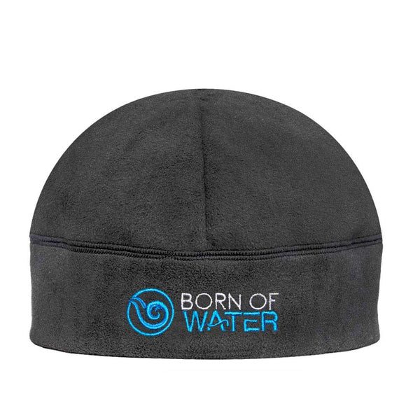 Fleece Skull Hat Beanie with Signature Logo: Blue/Charcoal