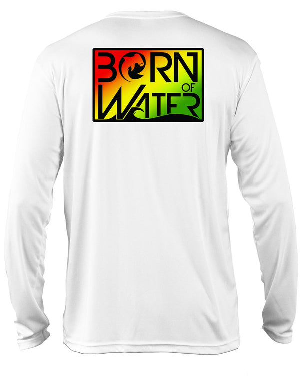 Circling Hammerhead Rasta UV UPF 50+ Performance Shirt: White - Back