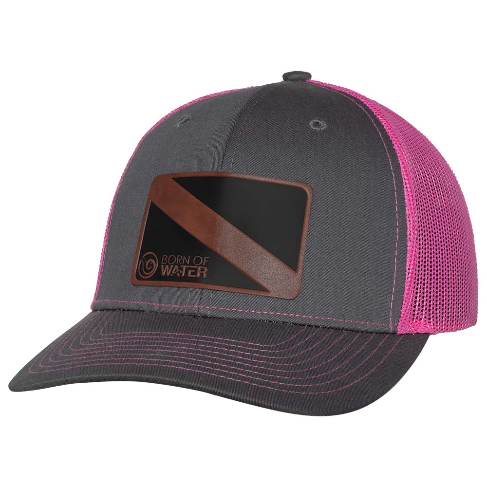 Dive Flag  Trucker Hat - Charcoal/Pink