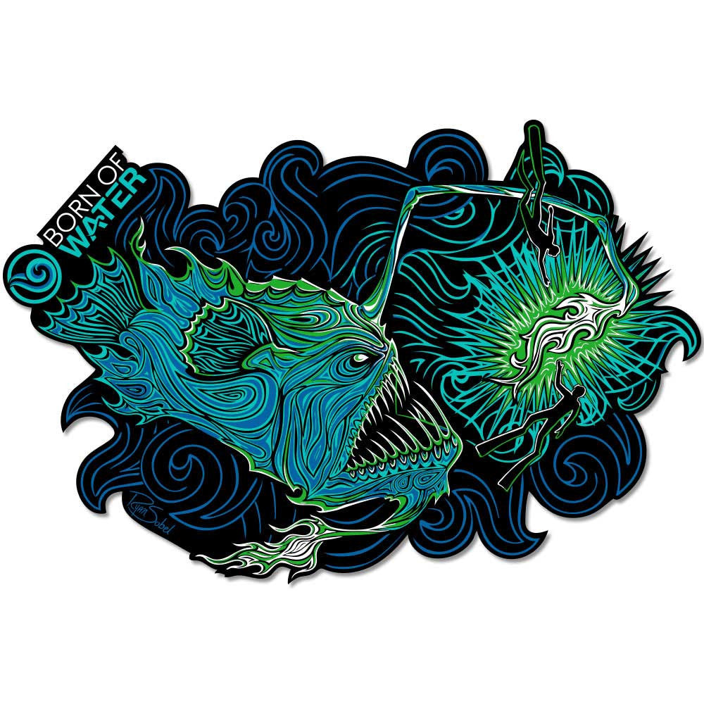 Fatal Allure: Anglerfish & Freedivers Sticker 