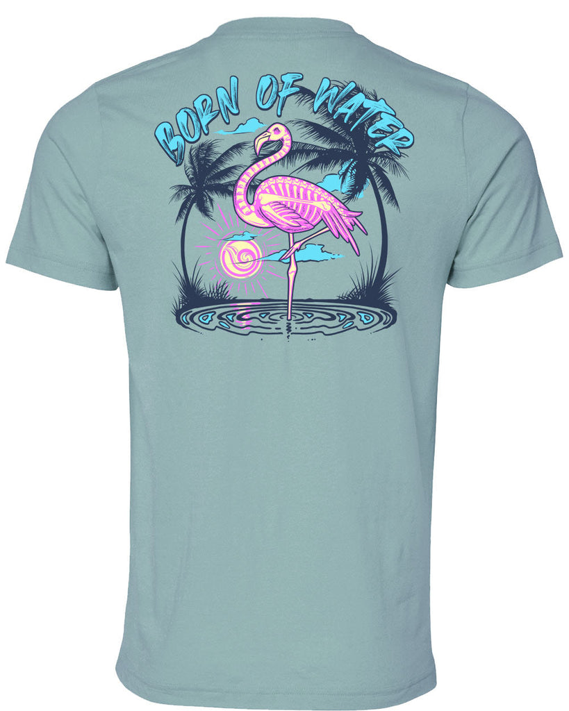 Flamingo Skeleton T-Shirt - Dusty Blue - Back