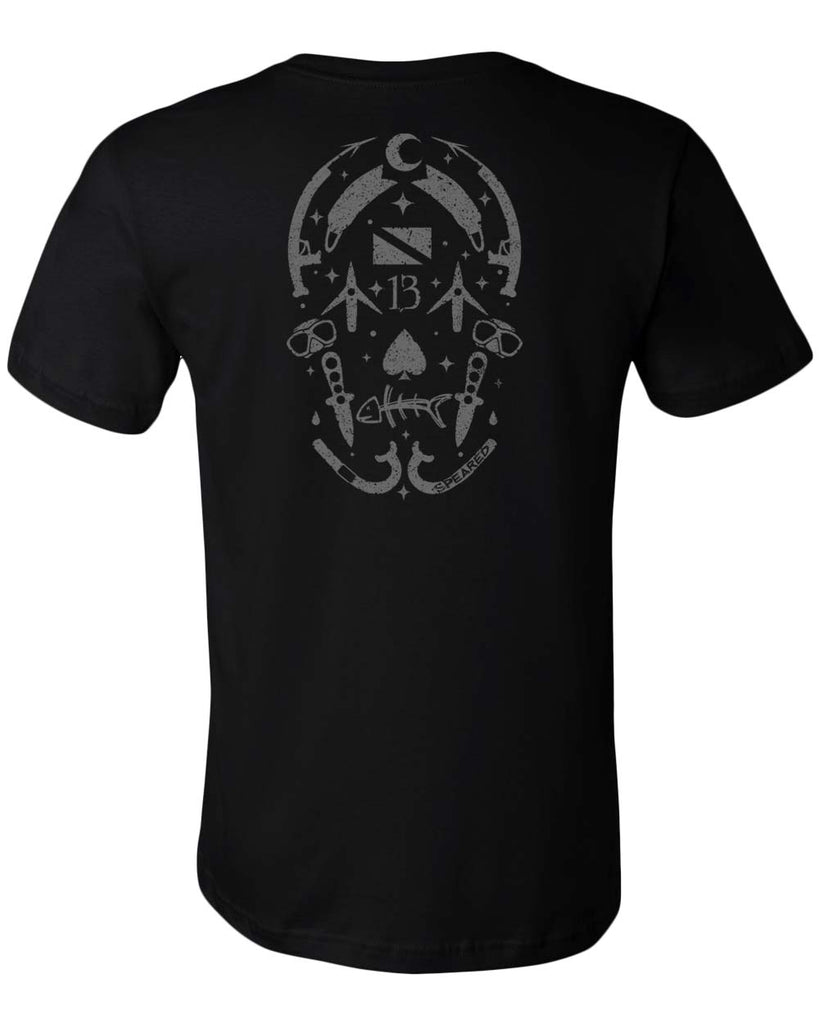 Spearfishing Skull T-Shirt: Gear Head: Black - Back