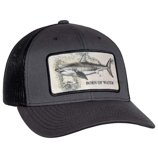 Great White Shark Scuba Diving Trucker Hat - Charcoal/Black 