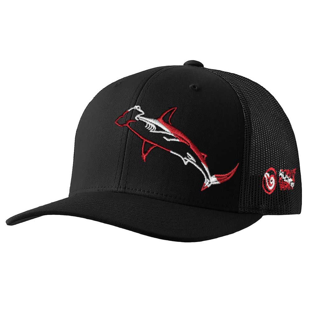 Hammerhead Shark Scuba Diving Trucker Hat - Front - Black