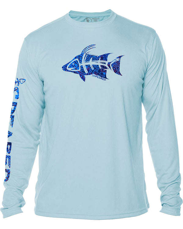 Hogfish Spearfishing: UV UPF 50+ Protection Shirt: Lt. Blue - Front