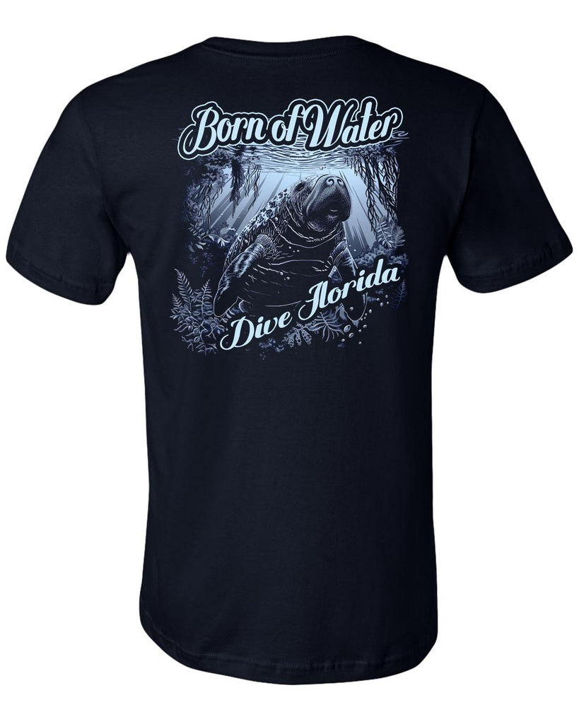 Manatee Spring Scuba Diving T-Shirt - Navy - Back