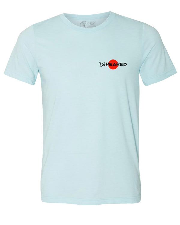 Red Deck, Burnt Necks Spearfishing T-Shirt: Mens - Lt Blue - Front