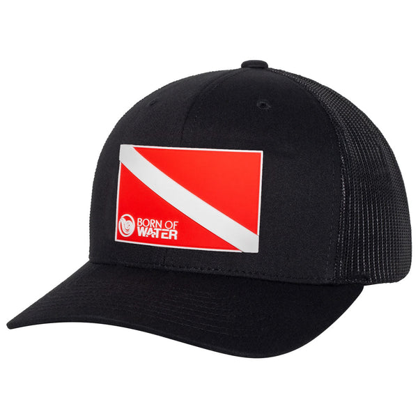 Dive Flag Rubber Patch Hat - Black