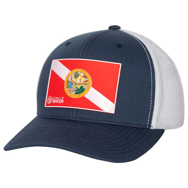 Florida Dive Flag Rubber Patch Hat Patch Hat - Navy/White