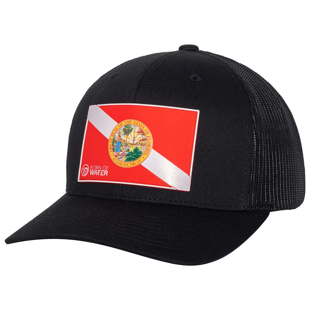 Florida Dive Flag Rubber Patch Hat - Black