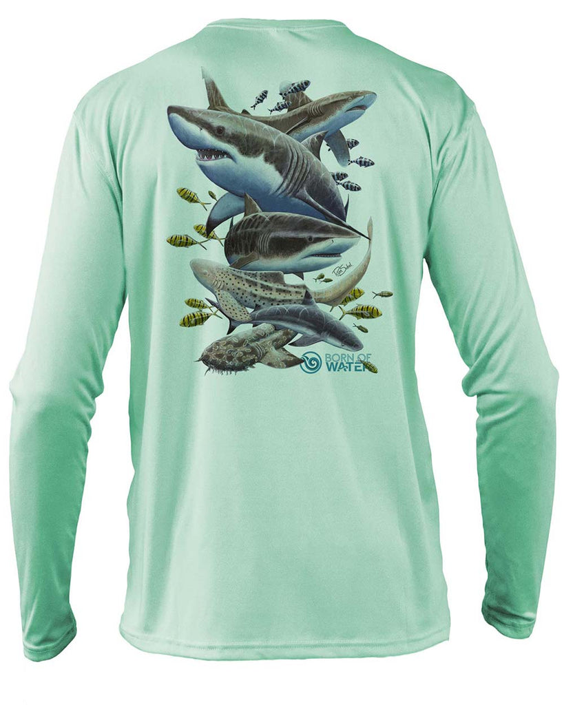 Shark Scuba Diving UV UPF 50+ Performance Shirt: Seagreen - Back