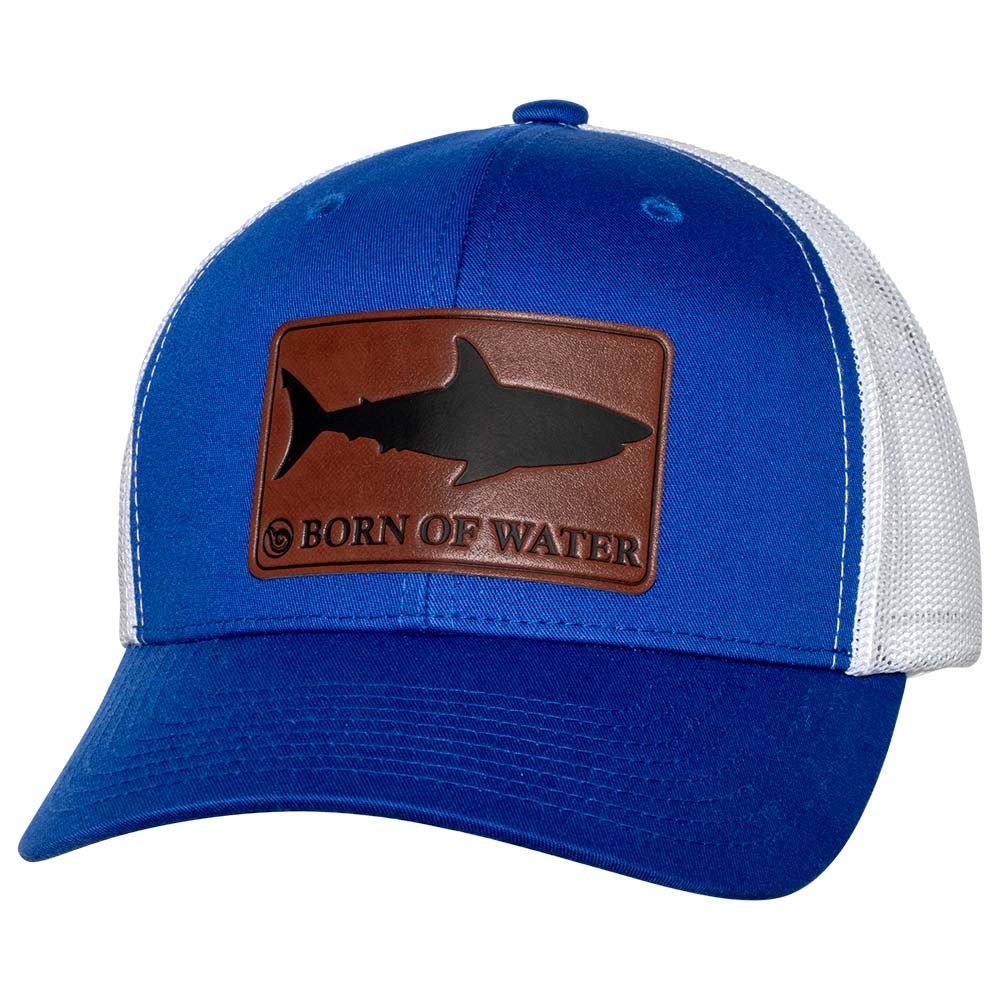 Shark Silhouette Scuba Diving Trucker Hat - Royal Blue/White