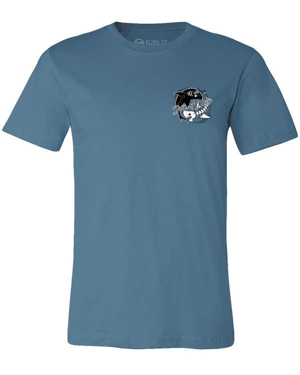 Taijitu Sharks - Yin & Yang Scuba Diving T-Shirt - Steel Blue - Front