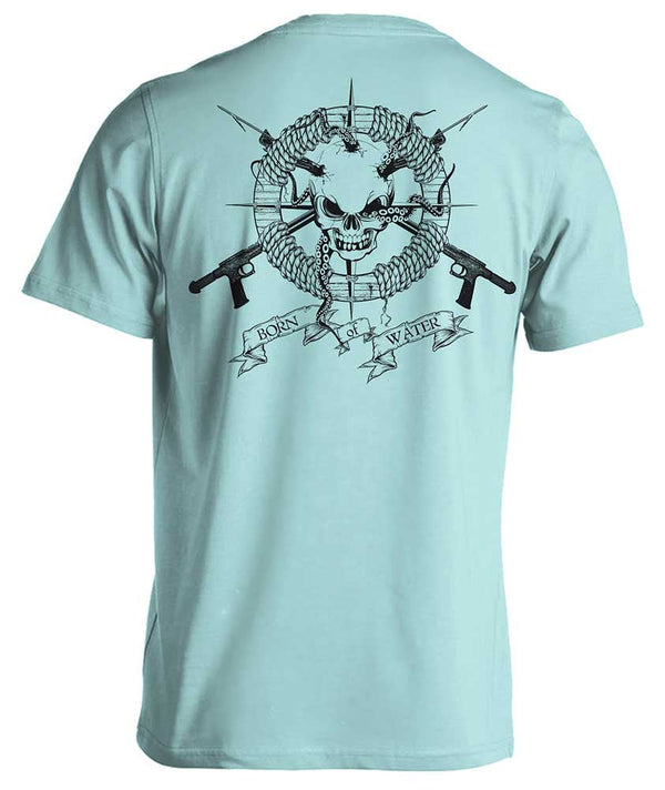 Spearfishing Shirt: Skull & Spearguns - Blue - Back 