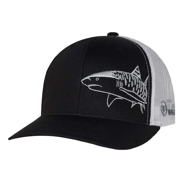 Tiger Shark Scuba Diving Trucker Hat - Black/White - Front